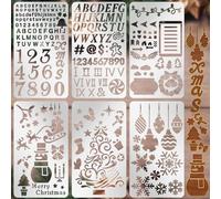 Lewtemi 6 Pcs Mixed Metal Stencil Wood Stencil Templates Stencils for Journaling Burning Stencils for Wood Carving Drawing Engraving Scrapbooking Journal Craft DIY (Christmas Style)