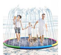 Lewtemi 8 ft Giant Nonslip Splash Pad 96" for Adult Kids and Dog, Thicken Sprinkler Pool Summer Outdoor Water Playmat for Backyard, Fun Backyard Fountain Pad(Stylish)