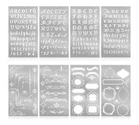 Lewtemi 8 Pcs Metal Stencils Wood Burning Tool 4 x 7 Inch Stencil Metal Letter Stencils for Journaling Engraving Wood Burning Stainless Carving Drawing Journal Craft DIY(Stylish Style)
