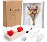 Lewtemi Lewtemi Silica Gel Flower Drying and Shadow Box Frame Set, Color Indicating Flower Preservation Kit for Drying Flowers Memory Box Display Case for Tabletop and Wall Display (White,8x6)