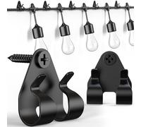 Lewufe Hooks for Outdoor String Lights Clips, Stainless Steel Lights Hanger Hooks for Hanging Christmas Light, Fairy Light, Cable, Holiday Decor - Black, 20 Pack