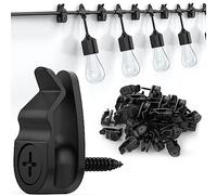 Lewufe Outdoor String Lights Clips, Weatherproof Cable Hanger Hooks for Hanging Fairy Lights, Holiday Decor - Black, 50 Pack