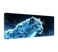 lewwmn Paint by Numbers Snow Leopard 20x40cm/8x16in, Colour in Canvas Paint by Numbers for Adults, Acrylic Oil DIY Beginners Painting by Numbers Crafts for Home Wall Decoration, [Frameless] Q-398