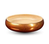 LEXA 12" Handmade Copper Bamboo Wooden Fruit Bowl for Kitchen Counter - 130 oz Lightweight Large Bamboo Wood Salad Bowl