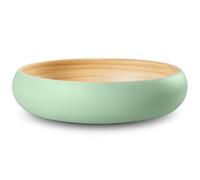 LEXA Bamboo Fruit Bowl for Kitchen Counter, 12 Inch Large & Round, Artisan Lacquered Wooden Fruit Bowl or Candy Bowl, Handcrafted Bamboo Fruit Basket for Kitchen & Home Decor (Sage Green)