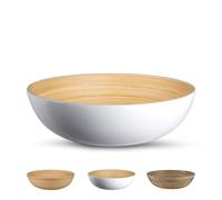 LEXA Bamboo Salad Bowl 12 Inch Extra Large Serving Bowl, Lightweight Popcorn Bowl or Chip Bowl for Party Snacks, Handcrafted Salad Bowls Large Serving (Ceramic White)