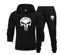 LEXAHO Unisex Skull Jogging Suit, Tracksuit, Men's Hooded Pullover, Jogger, Unisex Set, Skull Jogging Suit, 3D Jumper + Trousers, Tracksuit 9, XL