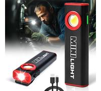 lexall Flashlight, 1600 Lumens Mini Magnetic Flat EDC Flashlight with Clip, 3 Modes Portable Ultra-Light Bright Waterproof Pocket Light for Working, Camping, Repairing, Emergencies