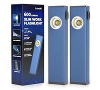 lexall Rechargeable Work Light, 600 Lumens Portable LED Flashlight, Magnetic COB Flat Task Light with Pocket Clip, 3 Modes, Pocket Pen Inspection Light for Repairing, Camping, Hiking, Emergency（2pcs）
