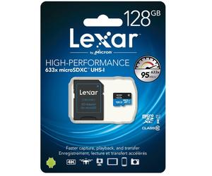 Lexar 128GB 128G 633x 95MB/s Micro SDXC MicroSD Class10 UHS-I USB3.0 SD Adapter