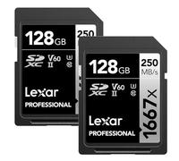 Lexar 128GB (2-Pack) Professional 1667x SDXC Memory Cards, UHS-II, C10, U3, V60, Full-HD & 4K Video, Up To 250MB/s Read, for Professional Photographer, Videographer, Enthusiast (LSD128CBNA16672)