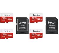 Lexar 128GB 4 Pack Micro SD Card E Series, microSDXC UHS-I Flash Memory Card with Adapter - Up to 100MB/s, A1, U3, Class10, V30, High Speed TF Card (2 microSD Cards + 1 Adapter)