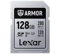 Lexar 128GB Armor Silver PRO SDXC Memory Card, UHS-II, C10, U3, V60, 6K UHD, Up to 280MB/s Read, Stainless Steel, for Professional Photographer, Videographer, Enthusiast (LSDAMSP128G-RNNNU)
