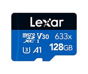 Lexar 128GB Micro SD Card, microSDXC UHS-I Card + SD Adapter, microSD Memory Card up to 100MB/s Read, A1, Class 10, U3, V30, TF Card for Smartphones/Tablets/IP Cameras