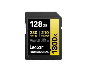 Lexar 128GB Professional 1800x UHS-II SDXC V60 Rated 4K Video Capture Memory Card (GOLD Series)