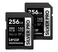 Lexar 256GB (2-PK) Professional SILVER PRO SDXC Memory Card, UHS-II, C10, U3, V60, Full-HD & 4K Video, Up To 280MB/s Read, for Professional Photographer, Videographer, Enthusiast (LSDSIPR256G-B2NNU)