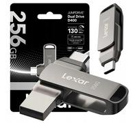 Lexar 256GB JumpDrive Dual Drive D400 130MBs USB-C & USB-A Flash Drive