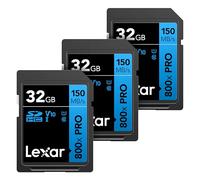 Lexar 32GB (3-Pack) High-Performance 800x PRO SD Card, UHS-I, C10, U1, V10, 4K, Up to 150MB/s Read Memory Card, for Point-and-Shoot & Mid-Range DSLR Cameras, HD Camcorders (LSD0800P032G-B3NNU)
