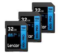 Lexar 32GB 3Pack HighPerformance 800x PRO SDHC UHSI Memory Card C10 U1 V10 4K UHD Video Up to 150MBs Read for Point