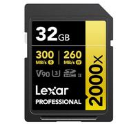 Lexar 32GB Professional 2000x SDHC Memory Card, UHS-II, C10, U3, V90, Full-HD & 8K Video, Up to 300MB/s Read, for DSLR, Cinema-Quality Video Cameras (LSD2000032G-BNNNU)