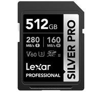 Lexar 512GB Professional SILVER PRO SDXC Memory Card, UHS-II, C10, U3, V60, Full-HD & 4K Video, Up To 280MB/s Read, for Professional Photographer, Videographer, Enthusiast (LSDSIPR512G-BNNNU)