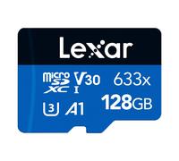 Lexar 633x 128GB Micro SD Card, microSDXC UHS-I Card + SD Adapter, microSD Memory Card up to 100MB/s Read, A1, Class 10, U3, V30, TF Card for Smartphones/Tablets/IP Cameras (LMS0633128G-BNAAA)