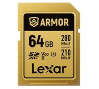 Lexar ARMOR 64GB SDXC Pro Gold Stainless Steel UHS-II V60 IP68 280MB/s Card
