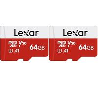 Lexar 64GB Micro SD Card E Series, microSDXC UHS-I Flash Memory Card with Adapter - Up to 100MB/s, A1, U3, Class10, V30, High Speed TF Card (Pack of 2)
