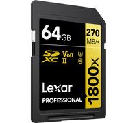 Lexar 64GB Professional 1800x UHS-II SDXC Memory Card (GOLD Series)