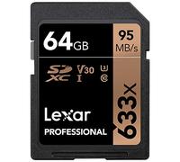 Lexar 64GB Professional Class 10 95MB/s (633x) SDHC/SDXC UHS-I Memory Card LSD64GCB1EU633