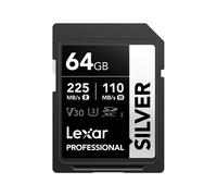 Lexar 64GB Silver SDXC UHS-I Memory Card, Up To 205MB/s Read, 90MB/s Write, Class 10 U3 V30, For Professional Photographers, Videographers, Enthusiasts