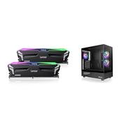 Lexar ARES RGB DDR5 RAM 32GB Kit (2x16GB) 6400 MHz, DRAM 288-Pin UDIMM Desktop Memory, Gaming Computer Memory + View 270 Plus TG ARGB | Mid Tower Chassis | Black