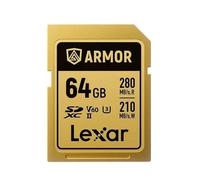 Lexar ARMOR 64GB SDXC Pro Gold Stainless Steel UHS-II V60 IP68 280MB/s Card