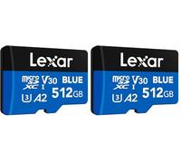 Lexar Blue Micro SD Card 512GB, up to 160MB/s Read, microSDXC UHS-I Card, Class 10, U3, V30, A2, Full-HD & 4K Video, High-Speed Memory Card for Smartphones/Tablets/Action Cameras (Pack of 2)