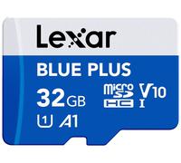 Lexar BLUE PLUS 100MBs microSDHC Memory Card with SD Adaptor - 32GB