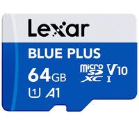 Lexar BLUE PLUS 100MBs microSDXC Memory Card with SD Adaptor - 64GB