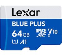 Lexar Blue Plus 64GB MicroSD Memory Card UHS-I with SD adapter, up to 100MB/s r