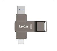 Lexar D40E 256GB Dual Drive USB 3.2 Gen 1 Type-C Jump Drive, USB-C Flash Drive Metal Housing Swivel Design Thumb Drive,Titanium Grey