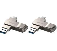 Lexar D40E 256GB Dual Drive USB 3.2 Gen 1 Type-C Jump Drive, USB-C Flash Drive Metal Housing Swivel Design Thumb Drive (LJDD40E256G-BNSNG) (Pack of 2)