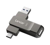 Lexar D40E 64GB Dual USB 3.2 Gen 1 Type-C Jump Drive, USB-C Flash Metal Housing Swivel Design Thumb Drive,Titanium Grey