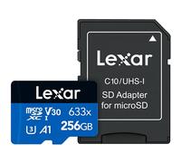 Lexar High-Performance 633x 256GB Micro SD Card, microSDXC UHS-I Card w/ SD Adapter, Up to 100MB/s Read, TF Card for Smartphones, Tablets, and Action Cameras (LSDMI256BBEU633A)