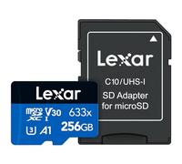 Lexar High-Performance 633x 256GB microSDXC UHS-I Card with SD Adapter, C10, U3, V30, A1, Full-HD & 4K Video, Up To 100MB/s Read, for Smartphones, Tablets, and Action Cameras (LSDMI256BBNL633A)