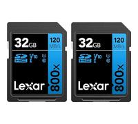Lexar High-Performance 800x 32GB (2-Pack) SDHC UHS-I Memory Cards, C10, U1, V10, Full-HD & 4K Video, Up to 120MB/s Read, for Point-and-Shoot Cameras, Mid-Range DSLR, HD Camcorder (LSD0800032G-B2NNU)
