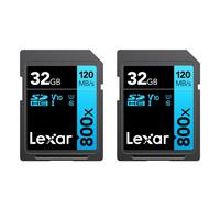 Lexar High-Performance 800x 32GB (2-Pack) SDHC UHS-I Memory Cards C10 U1 V10 Full-HD & 4K Video Up to 120MB/s Read for Point-and-Shoot