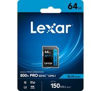 Lexar 64GB 800x (150MB/s) UHS-I V30 PRO Blue Series SDXC Memory Card