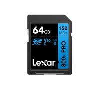 Lexar High-Performance 800x PRO SD Card 64GB, SDXC UHS-I Card, SD 3.0 Card up to 150MB/s Read, V30, U3, C10 SD Memory Card for Point-and-shoot Camera/Mid-range DSLR/HD Camcorder (LSD0800P064G-BNNAA)