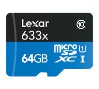Lexar High-Performance microSDXC 633x 64GB UHS-I/U1 w/USB 3.0 Reader Flash Memory Card - LSDMI64GBB1NL633R