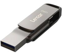 LEXAR JumpDrive D400 USB Type-C & Type-A Dual Memory Stick - 128 GB, Silver, Silver/Grey