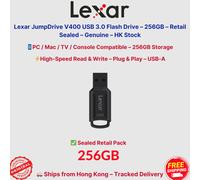 Lexar JumpDrive V400 256GB USB 3.0 Flash Drive 100MB/s Retractable Black New