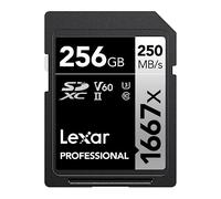 Lexar LSD256CB1667 SDXC Card, 256 GB, Silver Series, Class 10 U3, V60, Maximum Read: 250MB/s Max Write: 120MB/s